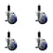 Service Caster 3.5'' Blue Poly Swivel 1-1/4'' Expanding Stem Caster Set with Brake, 4PK SCC-EX20S3514-PPUB-BLUE-TLB-114-4 - alternate 1